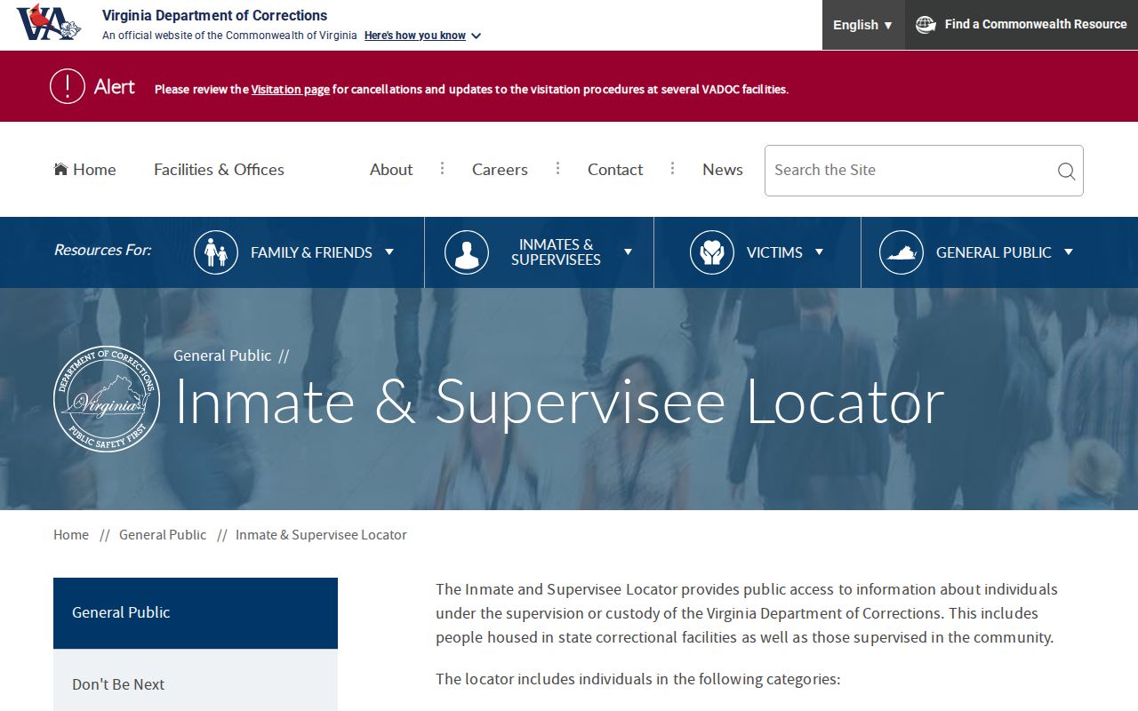 VADOC Pulaski County released inmate and supervisee locator form